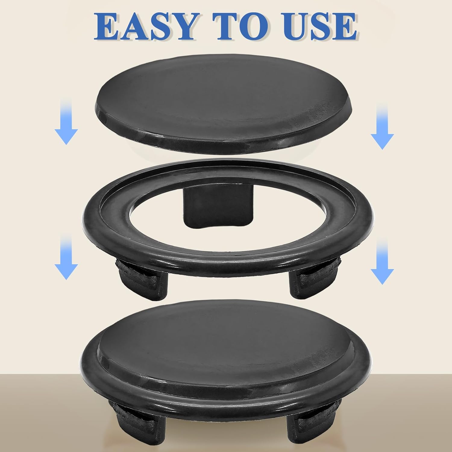Biaungdo 3 Sets 3 Inch Outdoor Patio Table Umbrella Hole Ring and Cap Set, Standard Size Garden Beach Tablet Thicker Hole Ring Plug and Cap Set Black, Inner Diameter 50mm/2inch