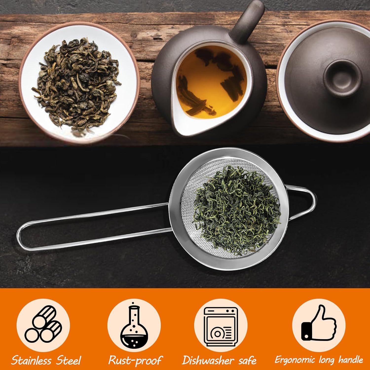 Biaungdo 2 Pcs 8.5 cm/3.3 Inch Fine Mesh Strainer, Stainless Steel Tea Strainer Conical Mesh Strainers Sieve for Cocktail, Coffee, Food, Noodles, Tea Filter Small