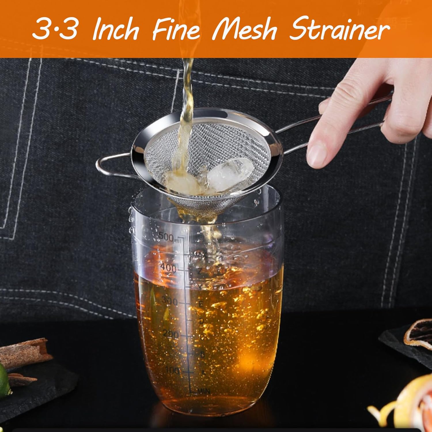 Biaungdo 2 Pcs 8.5 cm/3.3 Inch Fine Mesh Strainer, Stainless Steel Tea Strainer Conical Mesh Strainers Sieve for Cocktail, Coffee, Food, Noodles, Tea Filter Small