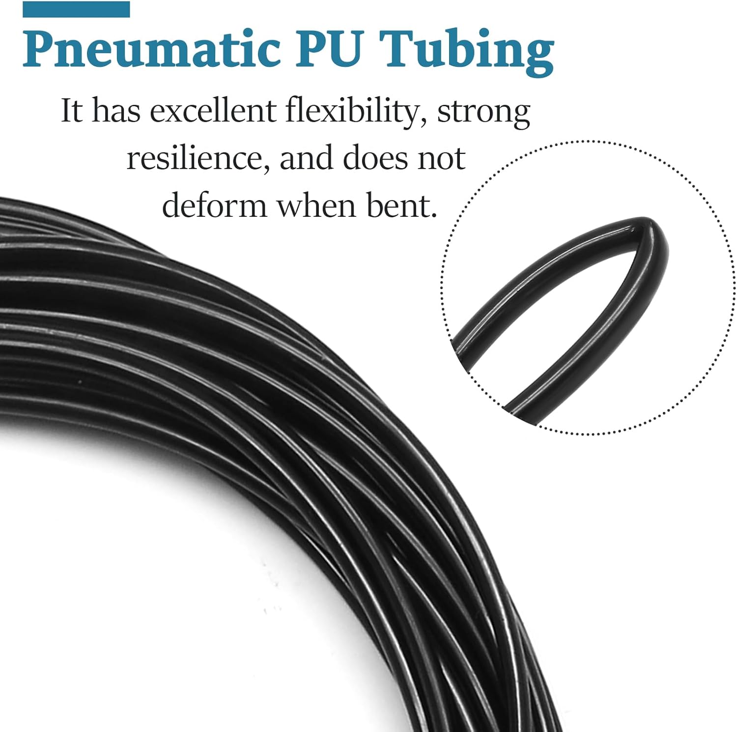Biaungdo 1/8" OD Pneumatic Tubing Pipe, Black PU Air Brake Hose Line for Air Compressor Fitting, Water Fluid Transfer 10 Meter/32.8ft