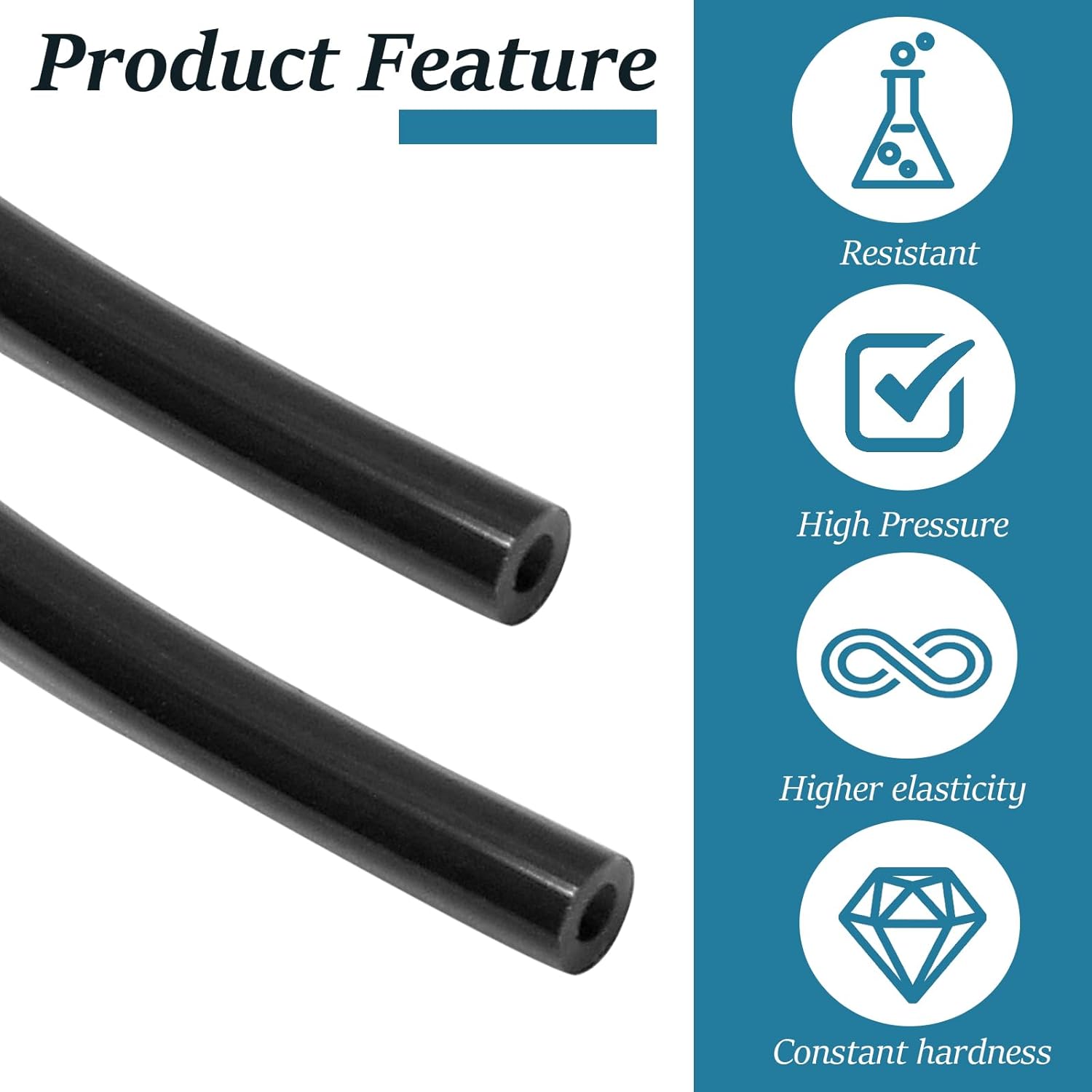 Biaungdo 1/8" OD Pneumatic Tubing Pipe, Black PU Air Brake Hose Line for Air Compressor Fitting, Water Fluid Transfer 10 Meter/32.8ft