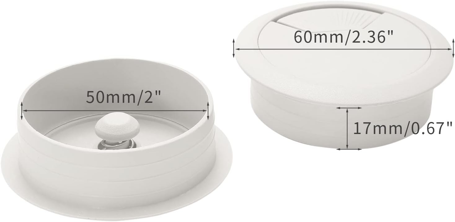 Biaungdo 5 Pcs 2 Inch Desk Grommet, Wire Cable Cord Hole Cover Grommet Cable Cord Organizer for Home, Office, White