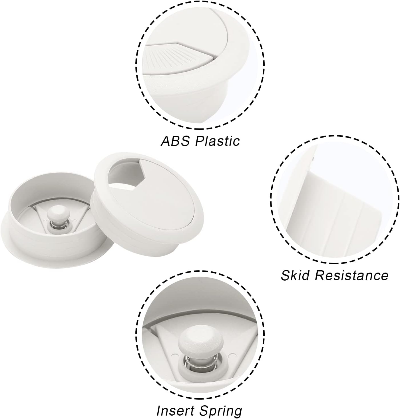 Biaungdo 5 Pcs 2 Inch Desk Grommet, Wire Cable Cord Hole Cover Grommet Cable Cord Organizer for Home, Office, White