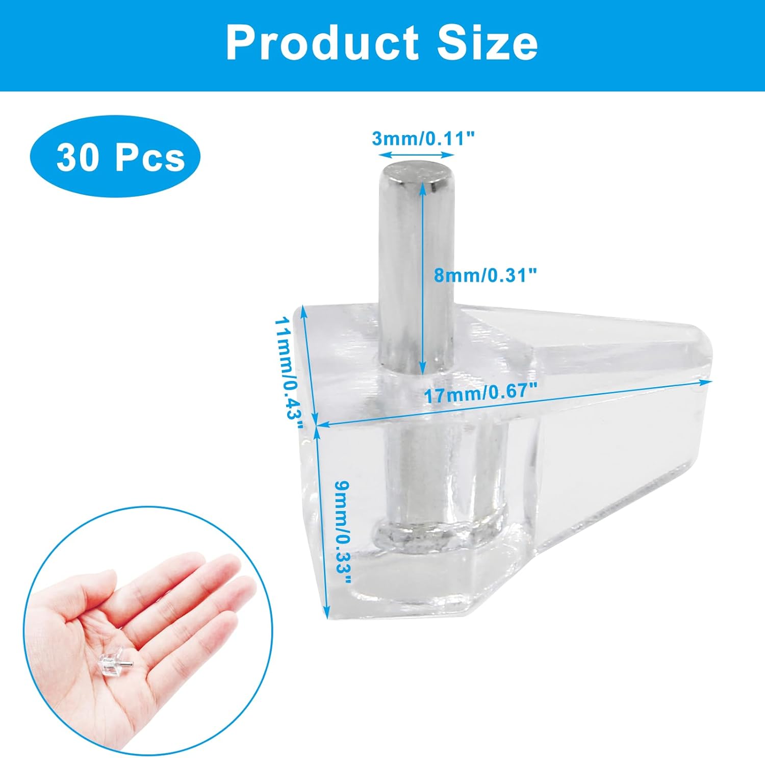 Biaungdo Clear Shelf Support Pegs, 30 Pcs 3mm Plastic Shelf Pins Small Cabinet Shelf Pegs Shelf Holder Pins Bracket Replacement Pegs Cabinet Shelf Clips for Kitchen Furniture Book Shelves Cupboard