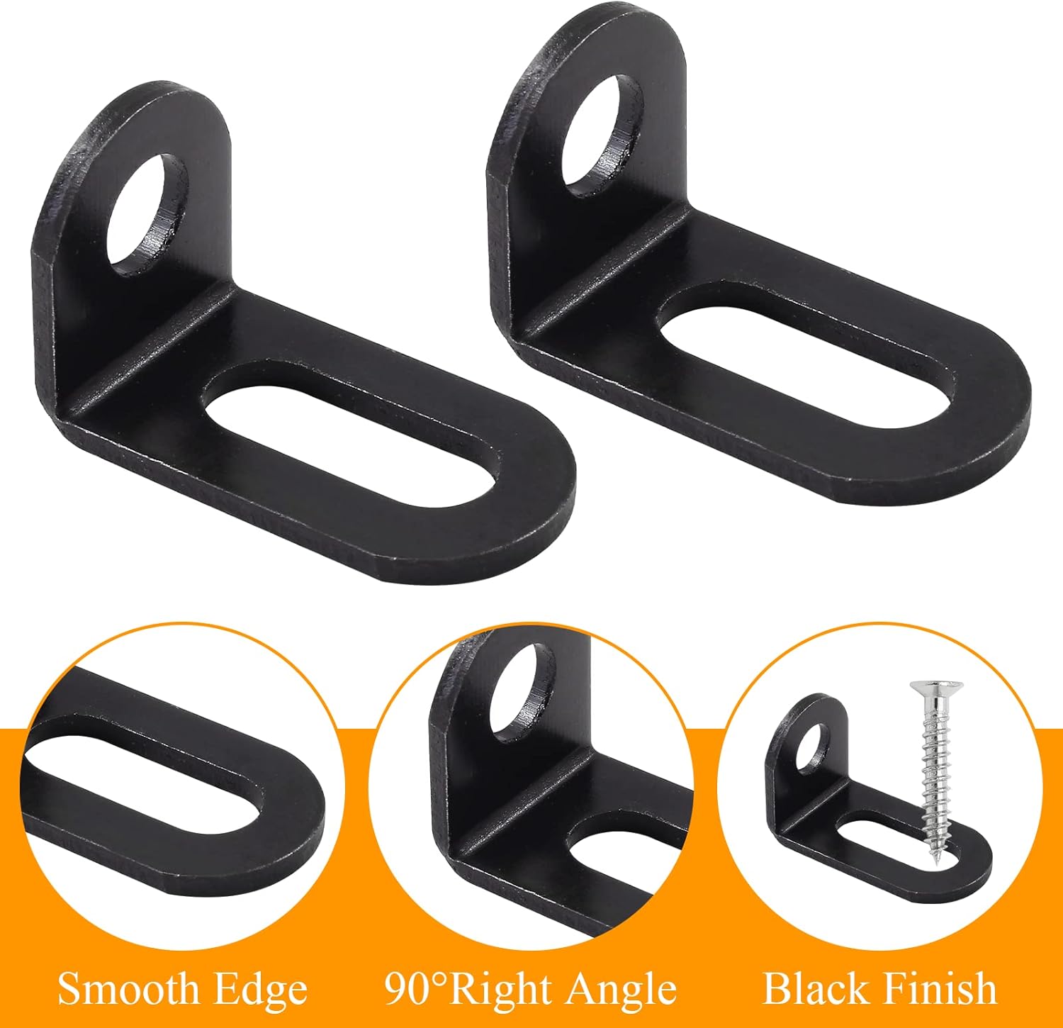 Biaungdo 18x18x33mm/0.7"x0.7"x1.3" Adjustable Right Angle Brackets L-Shape Corner Brace Support Black- 30 Pcs
