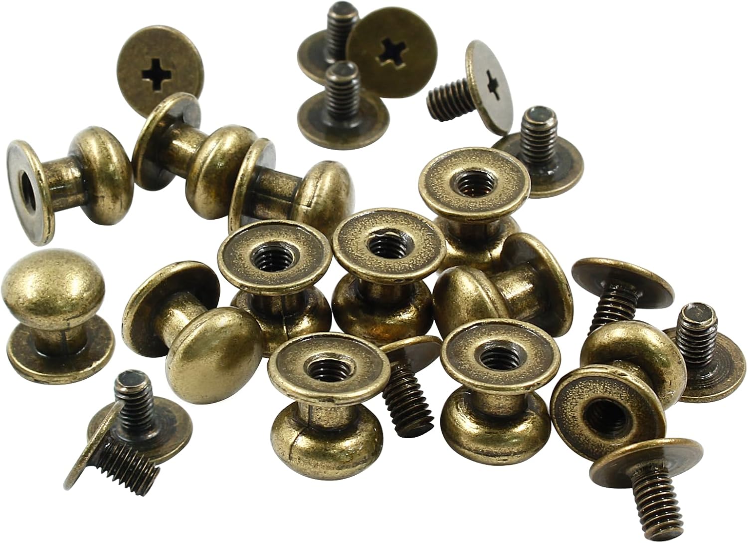 Biaungdo 12pcs 0.31" x 0.39" Mini Drawer Pulls, Round Cabinet Knobs Handles Pulls for Dresser Closet Chest Drawer Wooden Jewelry Box Cases, Antique Bronze