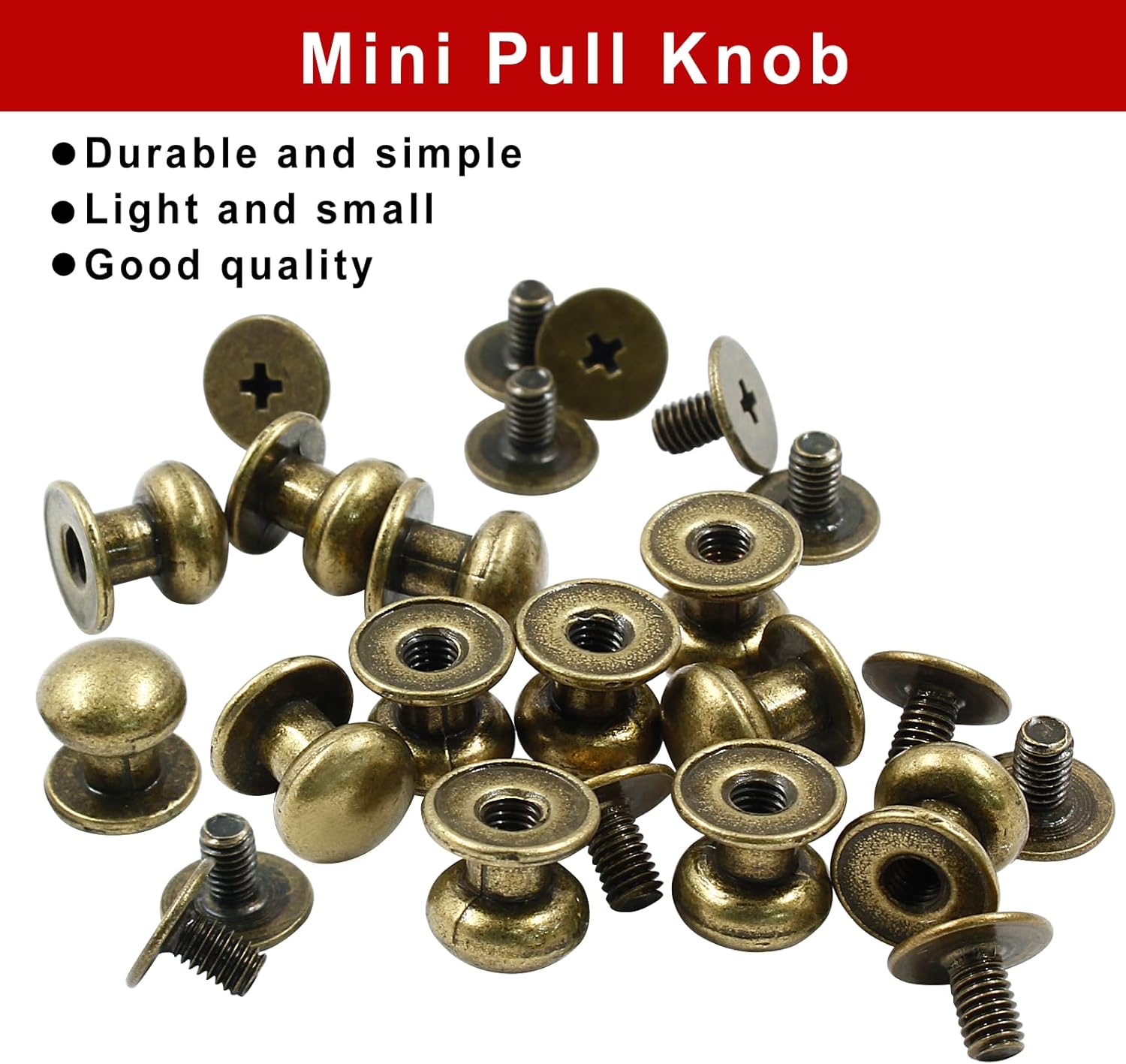 Biaungdo 12pcs 0.31" x 0.39" Mini Drawer Pulls, Round Cabinet Knobs Handles Pulls for Dresser Closet Chest Drawer Wooden Jewelry Box Cases, Antique Bronze