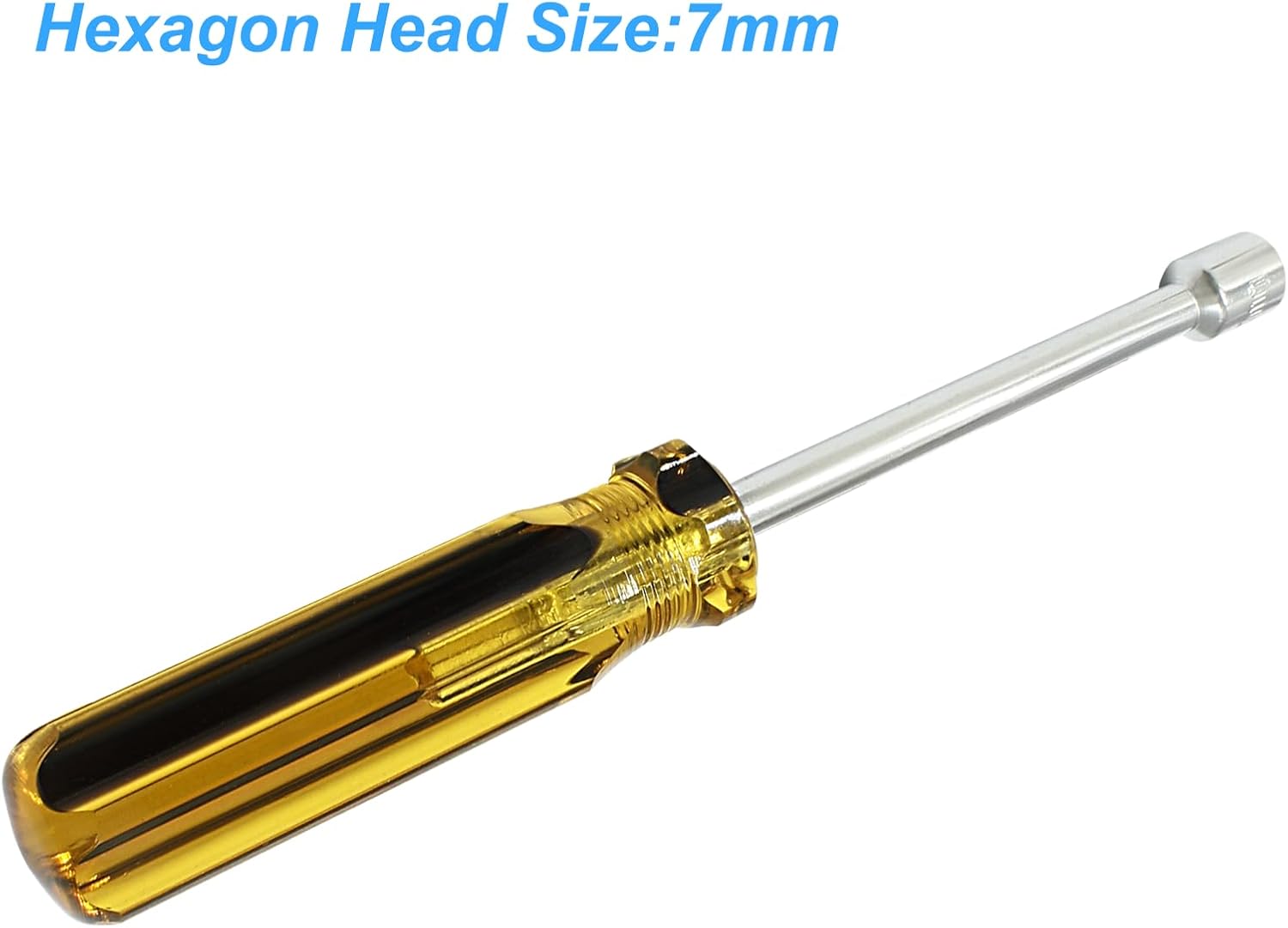 Biaungdo 7mm Socket Wrench Screwdriver, Hex Socket Wrench High-Carbon Steel Hexagon Nut Driver Non-Magnetic Tip Hex Nut Screwdriver Hand Tool for Repairs Plastic Handle