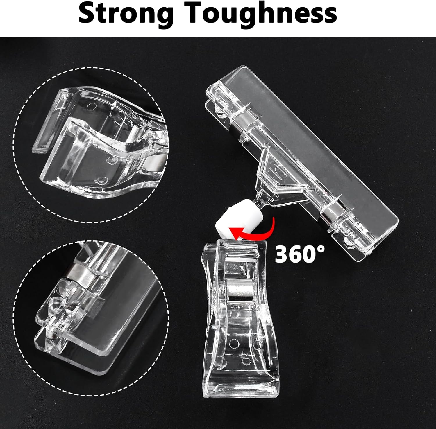 Biaungdo 12 Pcs Rotating Clip Swivel Sign Rotatable Holding Clamp, Clear Rotating Sign Clip Price Display Holder Clips for Shelves, Store, Business, Exhibition, Supermarkets