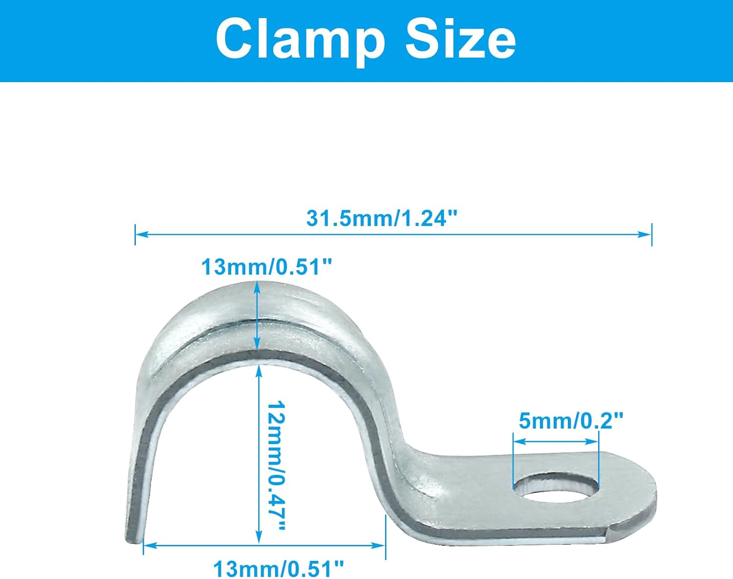 Biaungdo 30 Pcs M12 Rigid Pipe Strap, 1/2 Inch Zinc Plated Steel One Hole Strap Bracket Pipe Clamps Heavy Duty Conduit Clamps Tension Tube Clip Cable Clamp Hanger for Conduit, Pipe Fixing