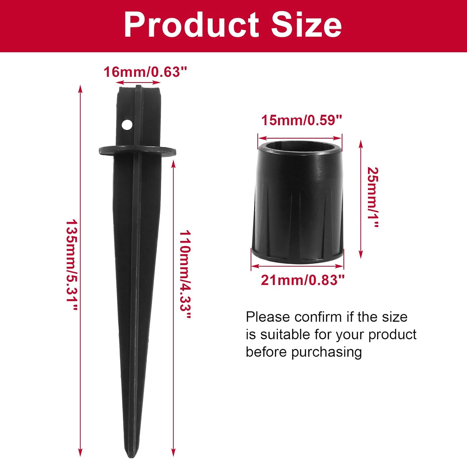 Biaungdo 6 Pack Metal Stakes, 5.3 Inch Solar Light Replacement Stakes, Black Outdoor Ground Stake for Yard Landscape Garden Pathway Patio Lamps Pole