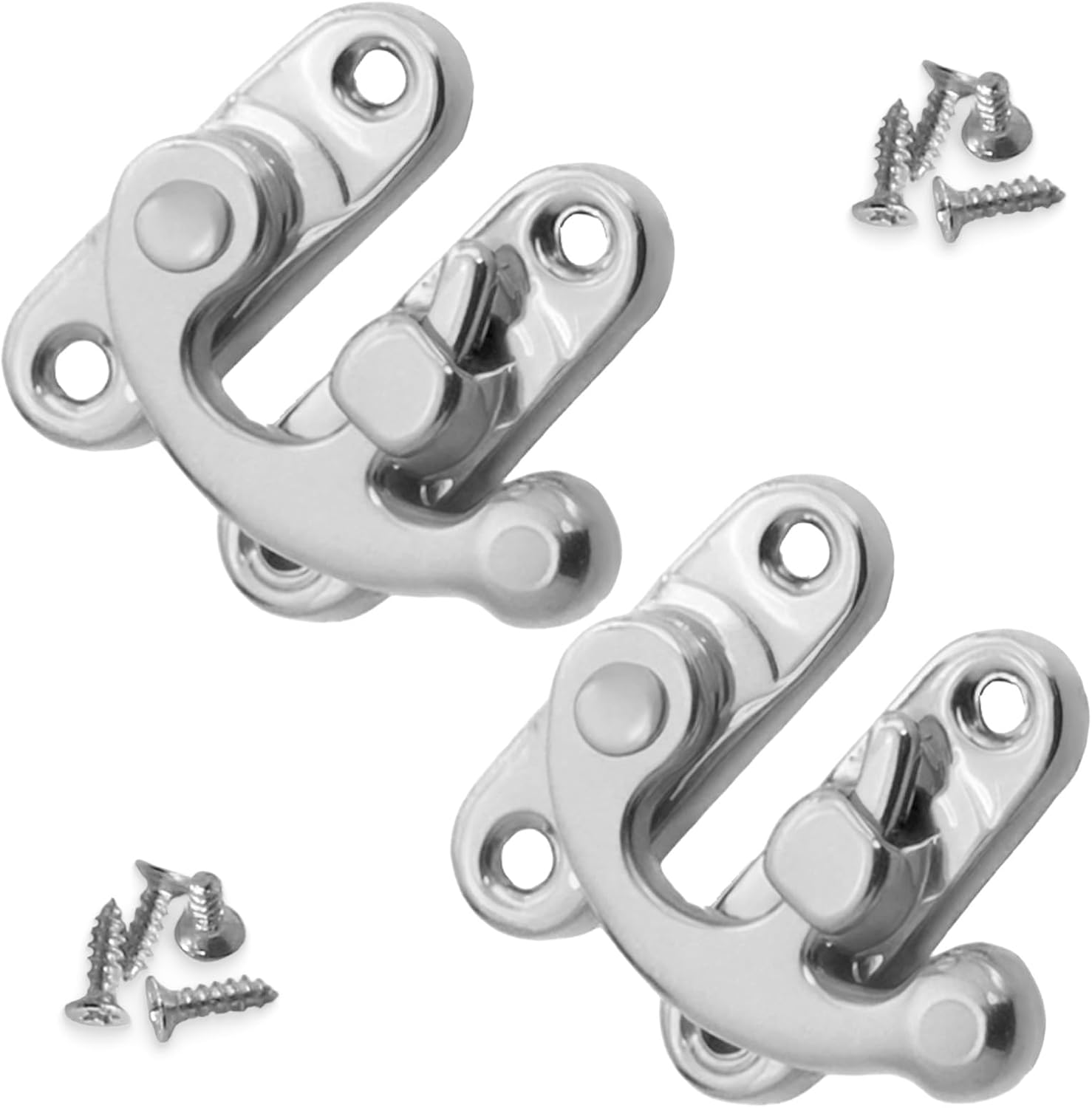 Biaungdo 5pcs Retro Vintage Style Swing Bag Clasp Closure Lock Latch for Furniture Wooden Box Jewelry Case Silver Tone with Mounting Screw & Screwdriver, 33 x 29 mm