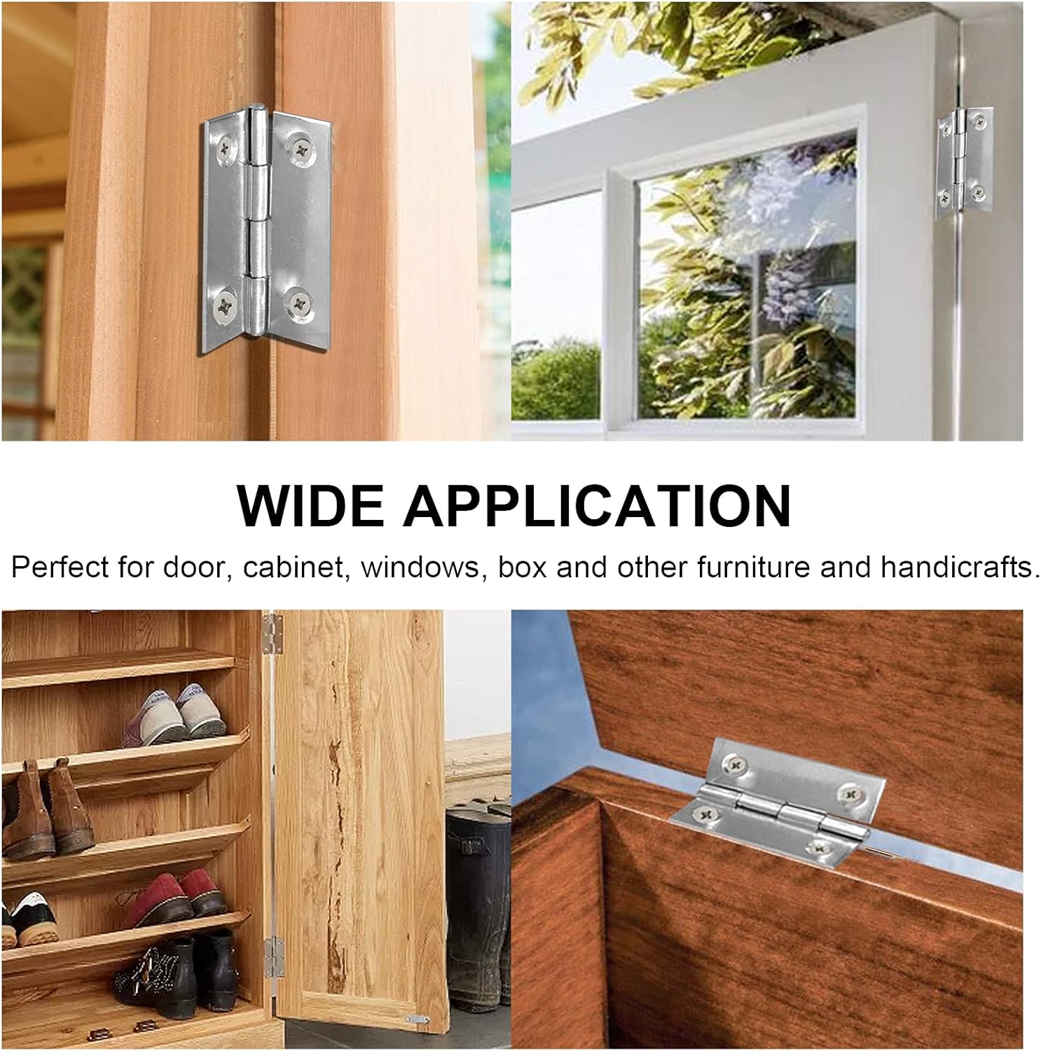 Biaungdo 10 Pack 1 Inch Butt Hinge, Stainless Steel Folding Butt Hinges, Cabinet Mini Hinges Small Box Hinges Door Hinge Rectangle