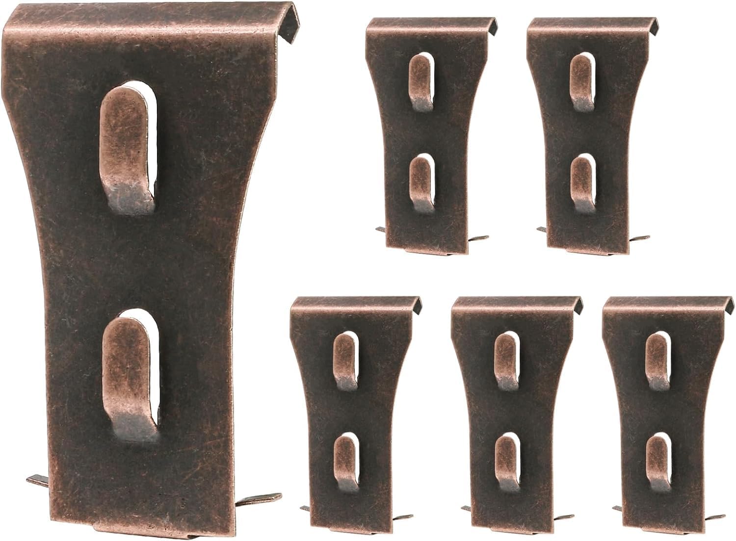 Biaungdo 6 Pcs Brick Wall Clips, Steel Brick Hook Clips, Heavy Duty Brick Hanger for Hanging Outdoors, Metal Brick Wall Hangers Outside Home Decor for 2-1/4 to 2-3/8 inches Bricks Red Bronze