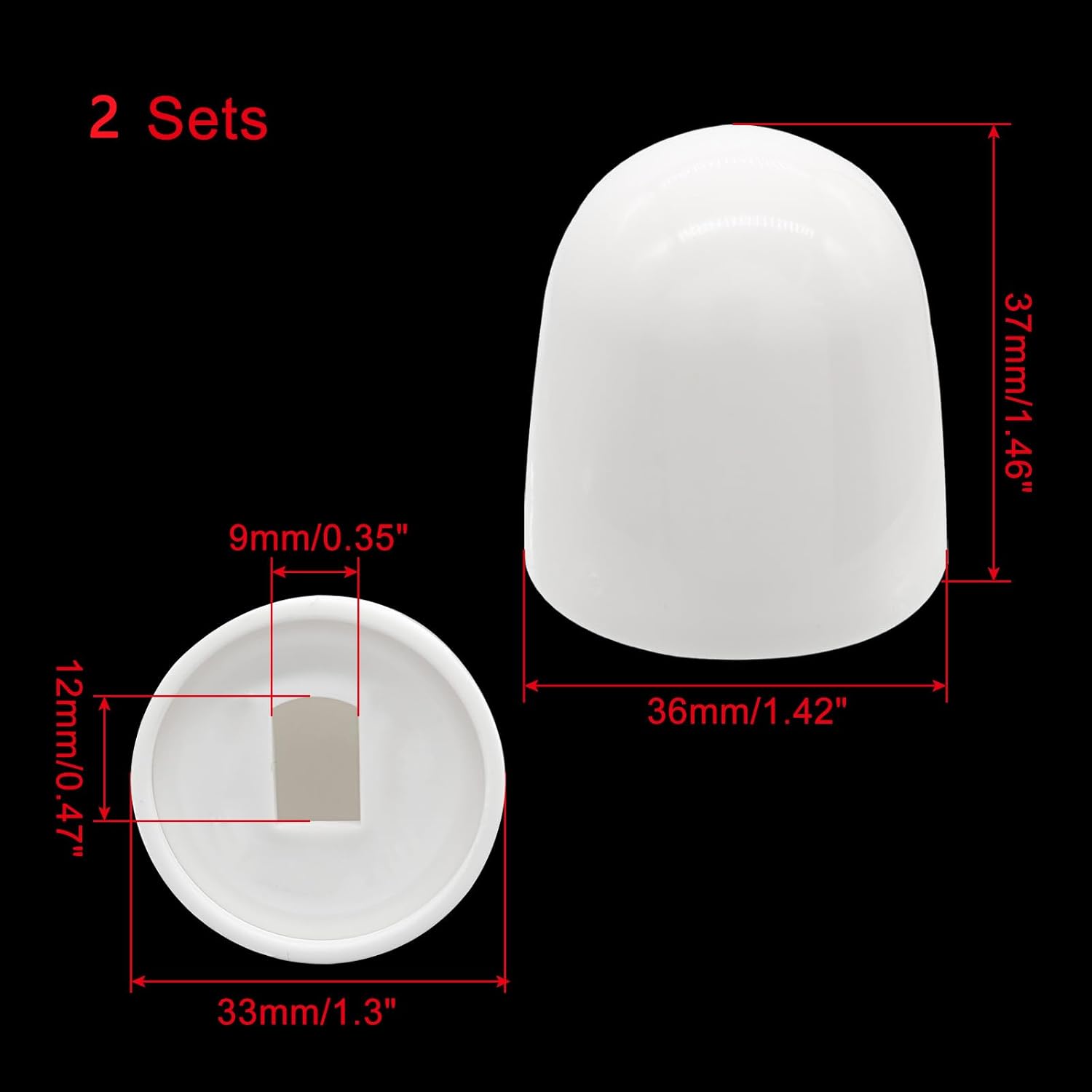Biaungdo 2 Pcs Universal Tall Toilet Bolt Caps, White Plastic Toilet Floor Caps with Washers Round Push-On Bottom Toilet Bowl Bolt Caps Covers for Home, Office 37mm Height
