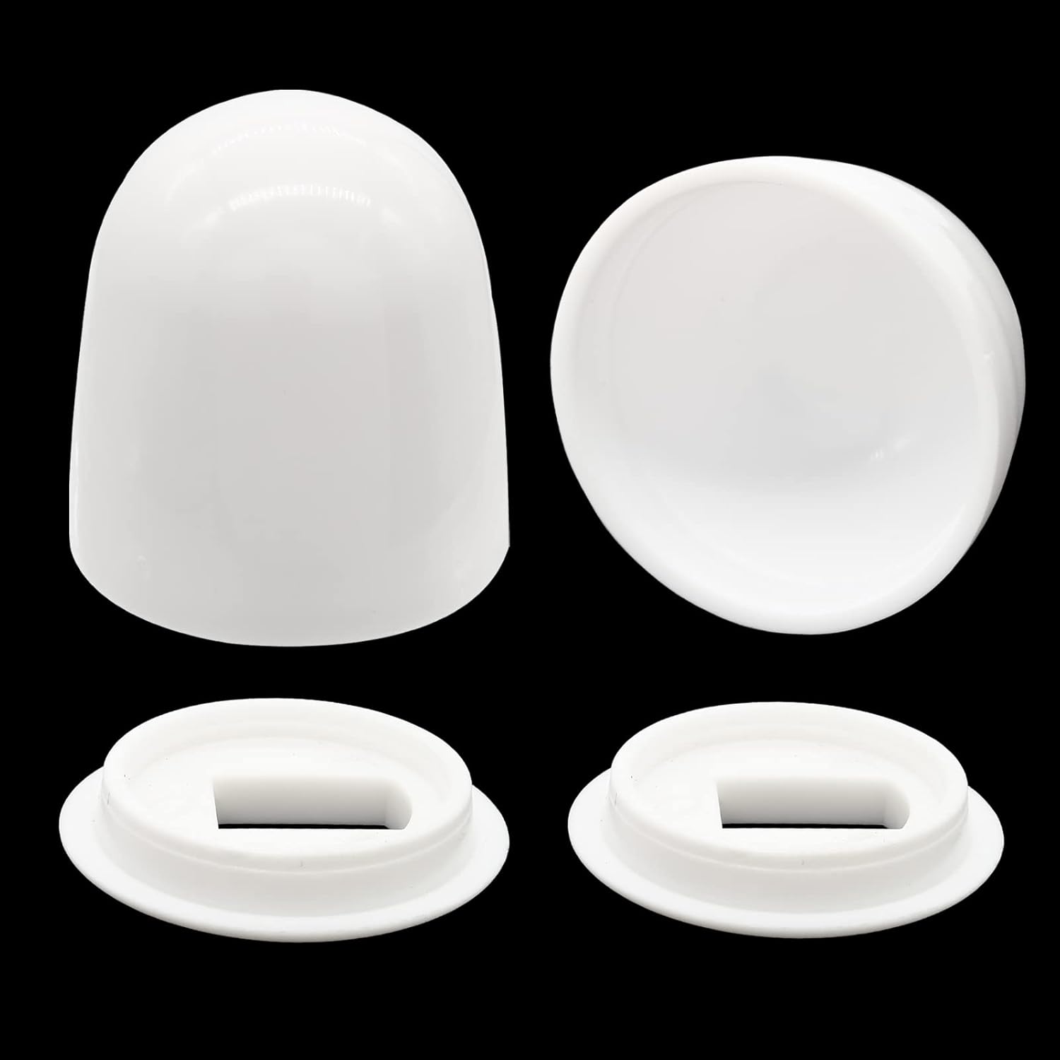 Biaungdo 2 Pcs Universal Tall Toilet Bolt Caps, White Plastic Toilet Floor Caps with Washers Round Push-On Bottom Toilet Bowl Bolt Caps Covers for Home, Office 37mm Height