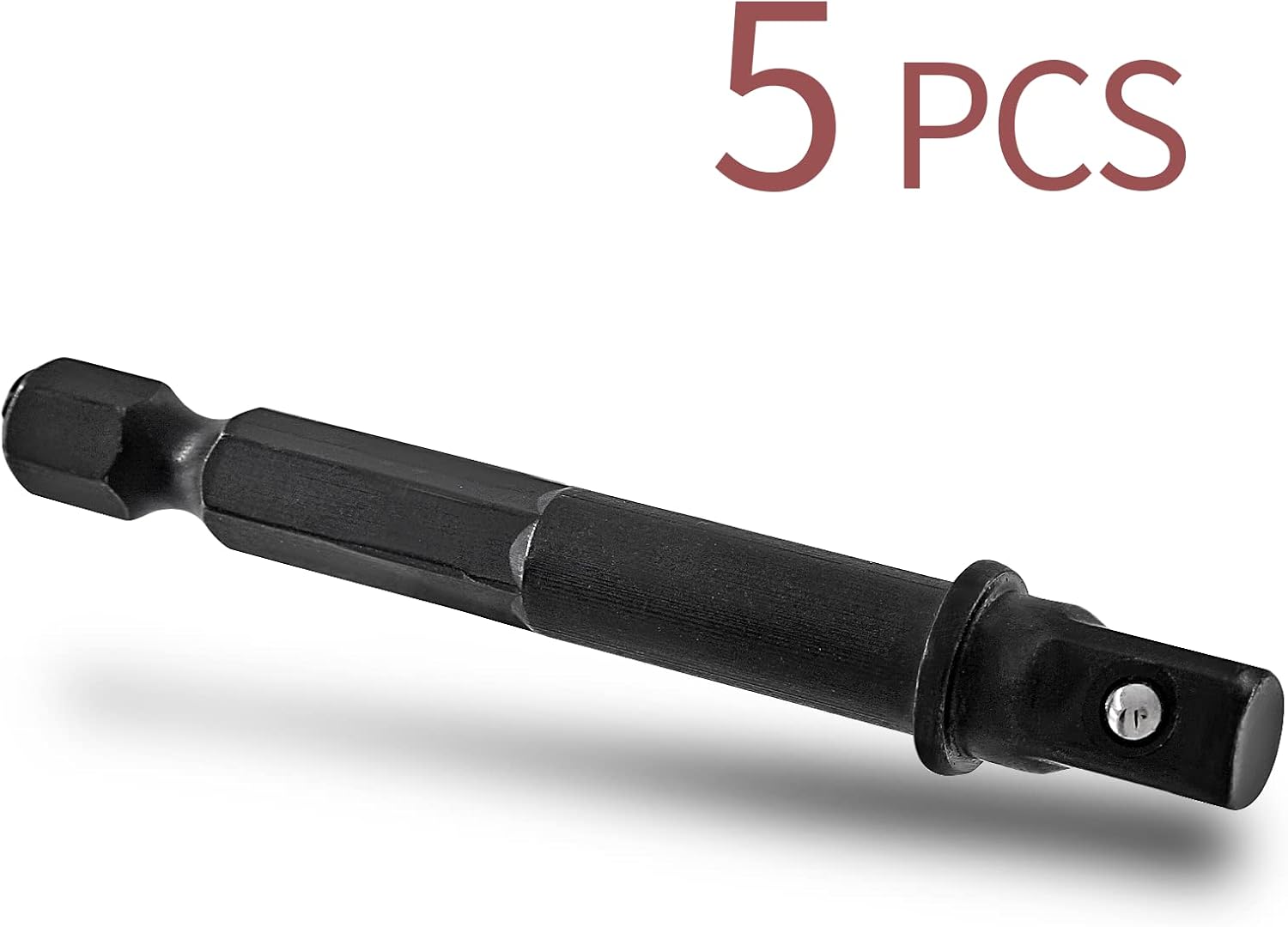 Biaungdo Square Socket Bit Adapter, 5 Pcs 1/4 Hex Impact Socket Extension Socket Driver Bits Set Impact Socket Adapter for Automotive DIY Drills 1/4 Hex Shank, Black