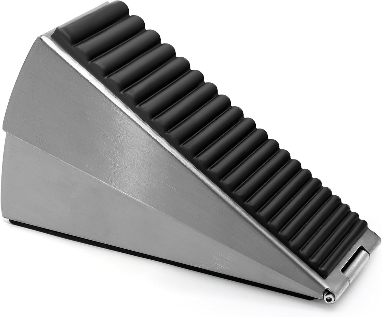 Biaungdo 1 Pack Heavy Duty Door Stopper, Up to 3 Inch Tall Adjustable Spring Loaded Large Door Stopper Wedge Stoppers Stainless Steel Doorstop for Bottom of Door Brushed Nickel