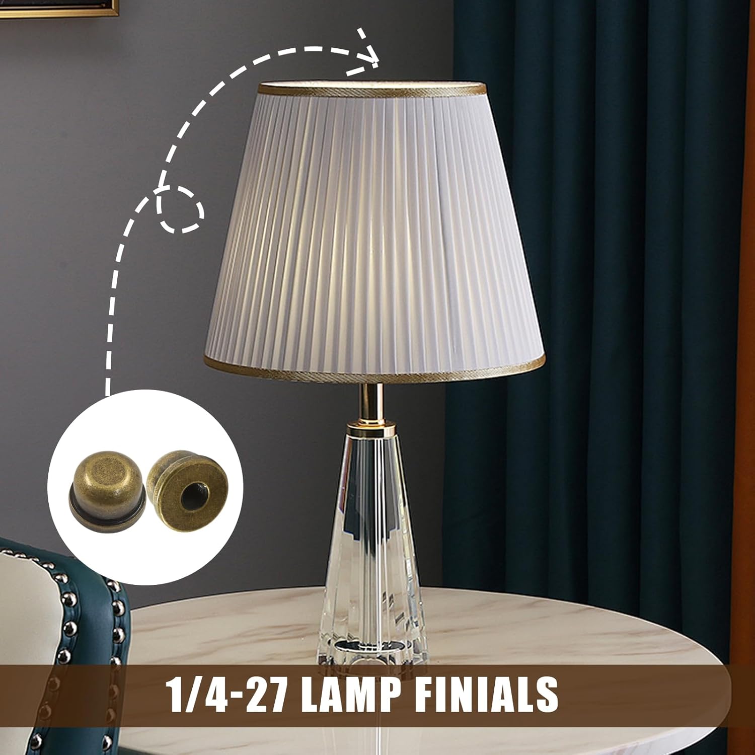 Biaungdo 2 Pack Metal Lamp Finial Cap Knob, Lamp Shade Screw Cap Top Lamps Decoration for Lamps Shade Holder, 1/4-27 Inch, Bronze
