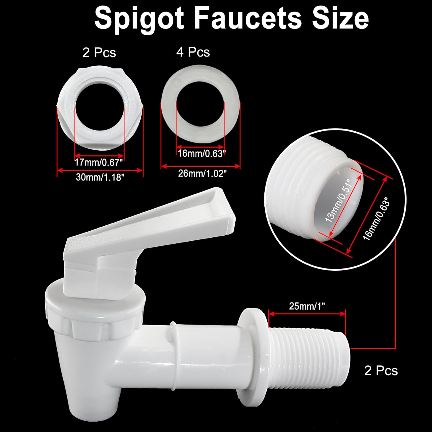Biaungdo Replacement Water Cooler Faucet Bottle Jug, 2 Sets BPA-Free Plastic Water Spigot Spout Beverage Water Crock Dispenser Tap Set Lever Beverage Pour Dispenser Valve Milky White
