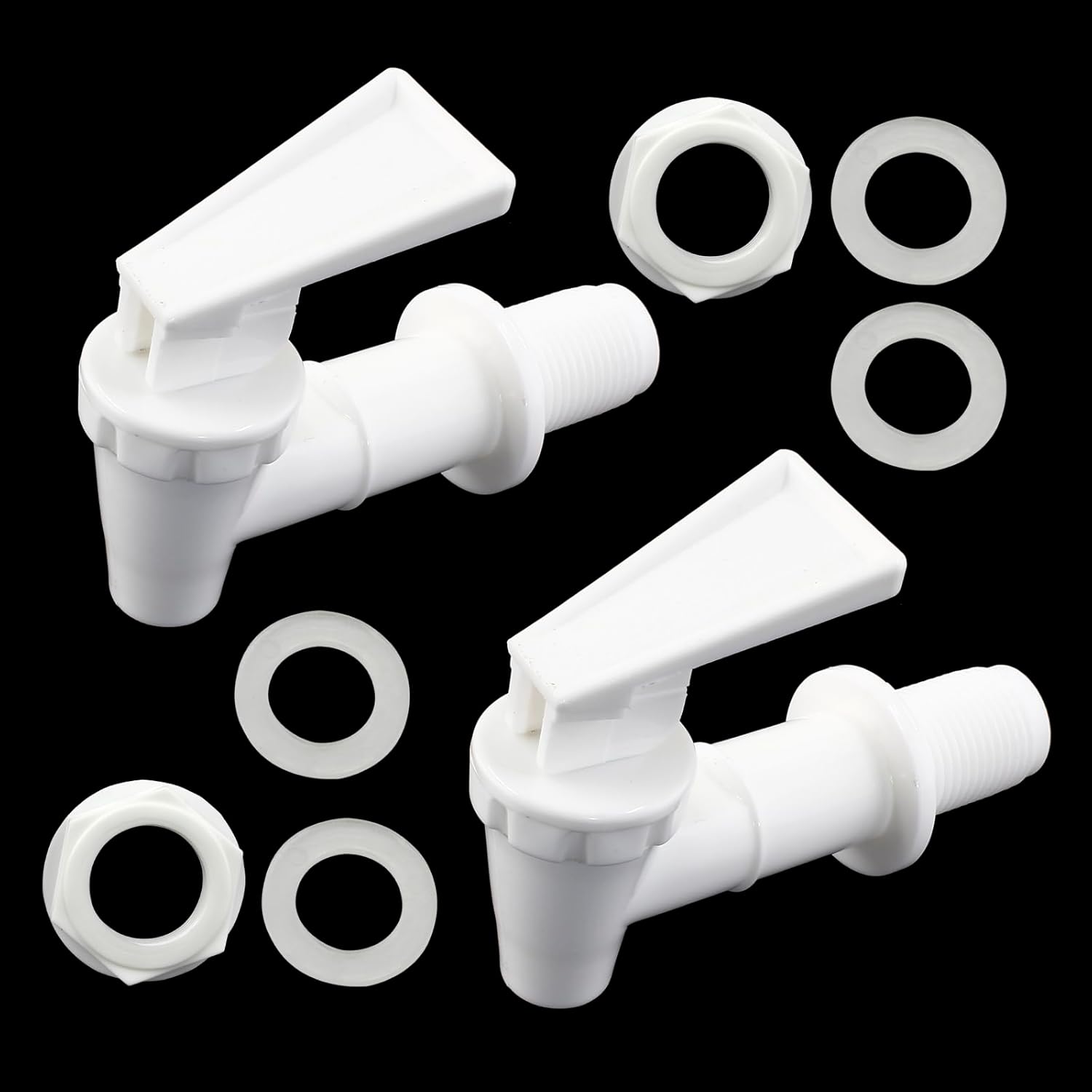 Biaungdo Replacement Water Cooler Faucet Bottle Jug, 2 Sets BPA-Free Plastic Water Spigot Spout Beverage Water Crock Dispenser Tap Set Lever Beverage Pour Dispenser Valve Milky White