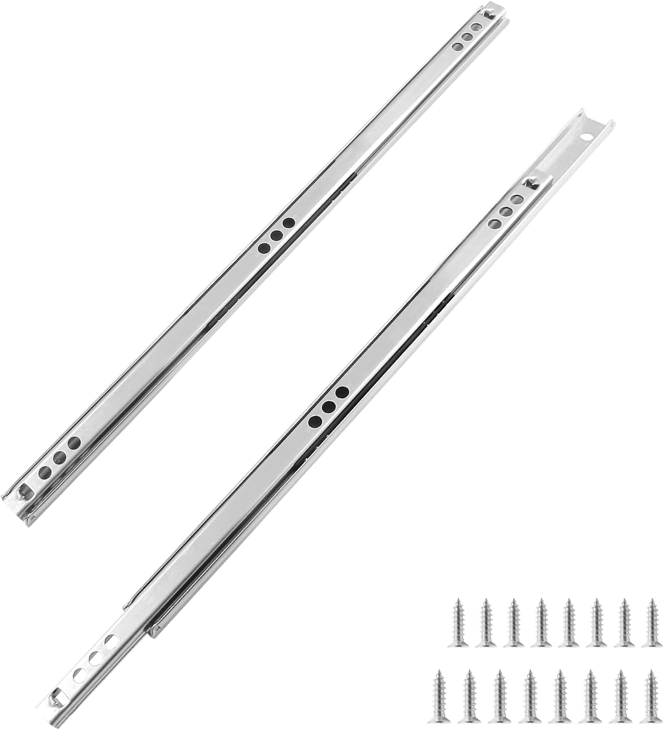 Biaungdo 2 Pcs Drawer Slides, 12"/310mm Metal Ball Bearing Side Mount Drawer Slide, Two Way Slide Track Rail for Drawer, 10kg/22.05" Strong Bearing Capacity, Bright Silver, with Fixing Screw
