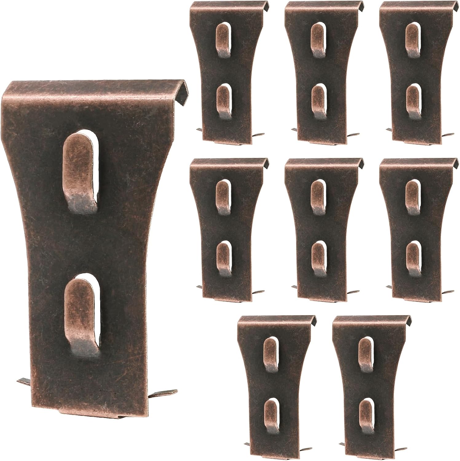 Biaungdo 8 Pcs Brick Wall Clips, Steel Brick Hook Clips, Heavy Duty Metal Brick Wall Hanger for Hanging Outdoors, Outside Home Decor for 2-1/4 to 2-3/8 inches Bricks Red Bronze