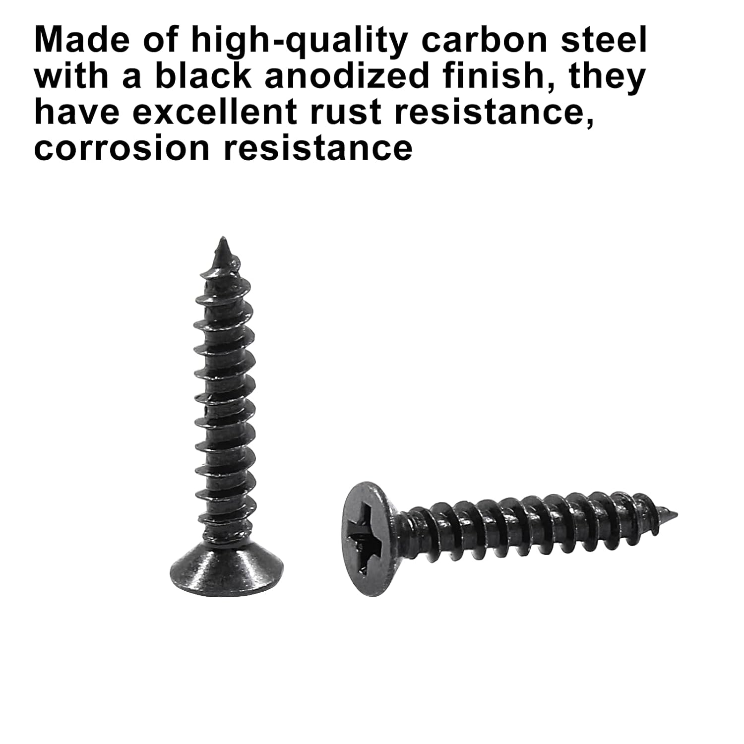 Biaungdo #6 X 3/4" Black Oxide Coated Carbon Steel Flat Head Phillips Wood Screw- 100 Pcs