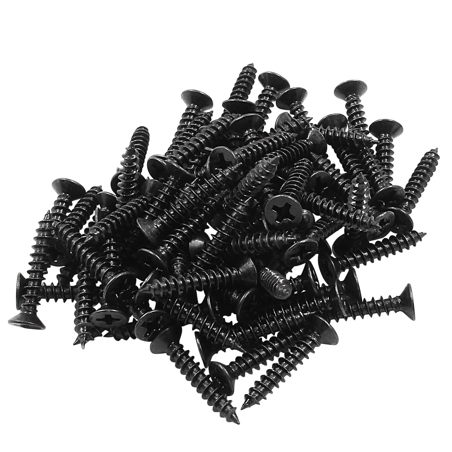 Biaungdo #6 X 3/4" Black Oxide Coated Carbon Steel Flat Head Phillips Wood Screw- 100 Pcs