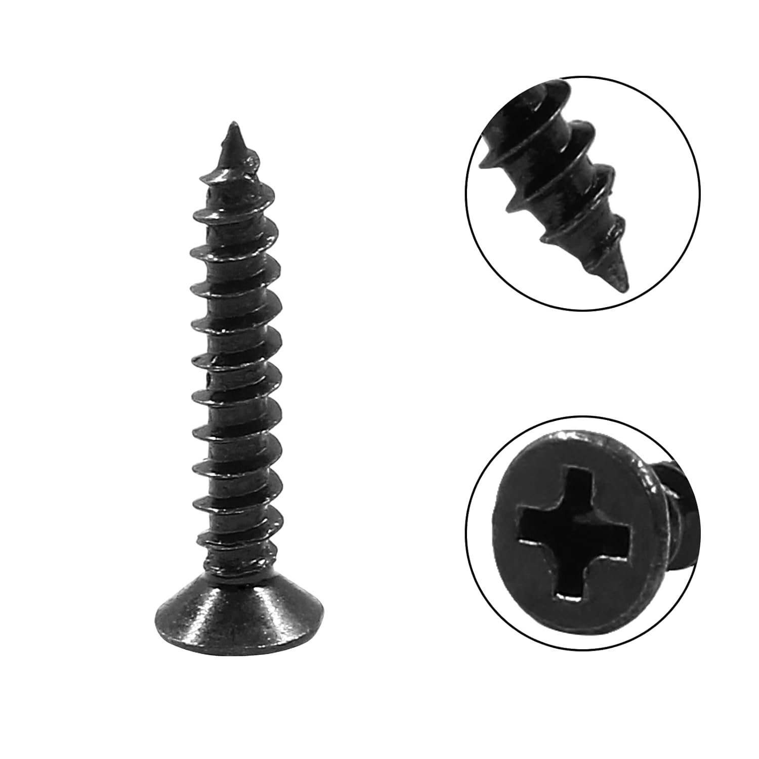 Biaungdo #6 X 3/4" Black Oxide Coated Carbon Steel Flat Head Phillips Wood Screw- 100 Pcs