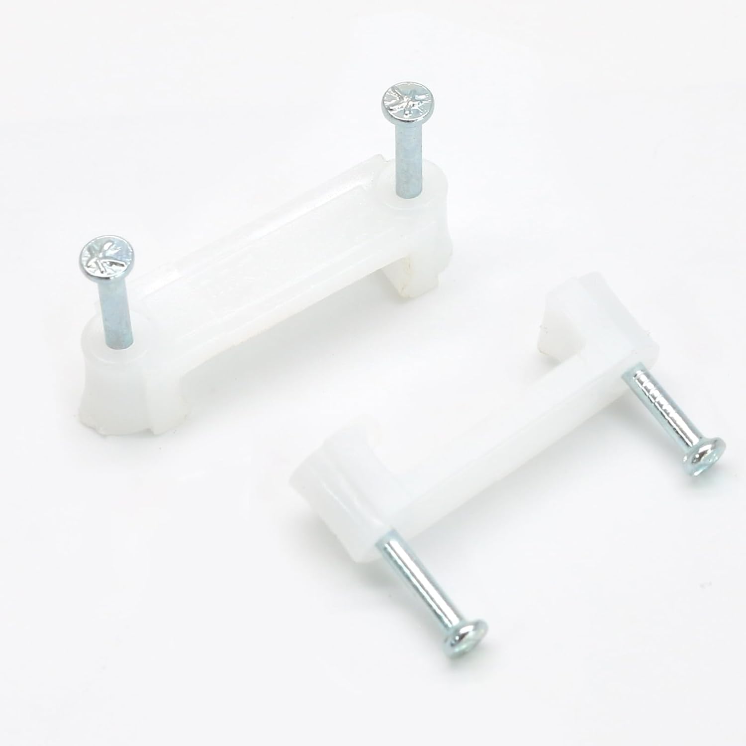 Biaungdo 100 Pcs Cable Wire Clips with Two Steel Nails, 12mm White Cable Clips Nail Management Nail-in Clamps Wall Wire Cable Fasteners for Ethernet Cord, Cable 6mmx2