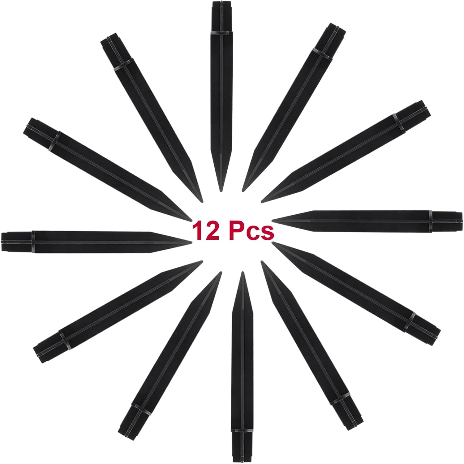 Biaungdo 12 Pcs Ground Spike, 8.25 Inch Black Reinforced Plastic Ground Spikes ABS Lights Replacement Stakes Yard Stakes for Solar Pathway Torch Garden Lights