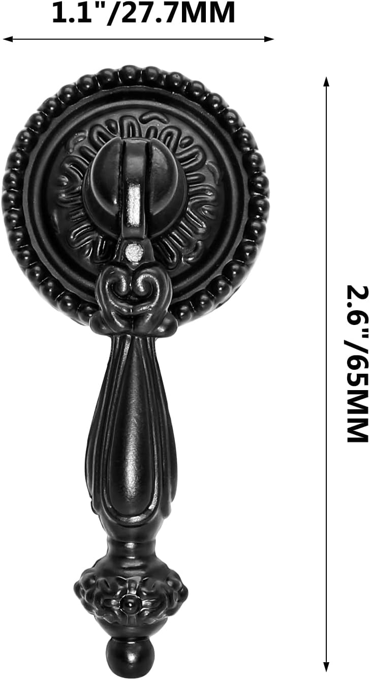 Biaungdo 4 Pack Antique Cabinet Pulls, Cabinet Pull Handle Knobs, Zinc Alloy Antique Decorative Handle Drawer Cabinet Teardrop Pull Knobs with Mounting Screws - Black