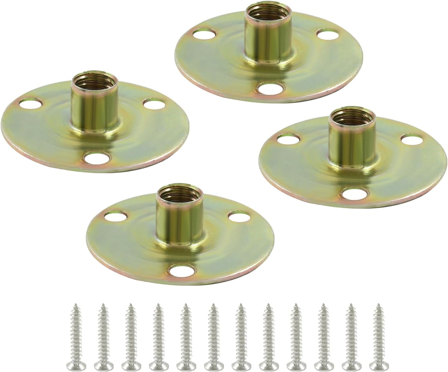 Biaungdo Furniture Leg Mounting Plates, 4 Sets 5/16 Attachment Plates with Hanger Bolts Screws for Furniture Sofa Cabinet Chair Couch Seats Strengthen Weak Furniture feet Repair Plates 5/16x37x2.5mm