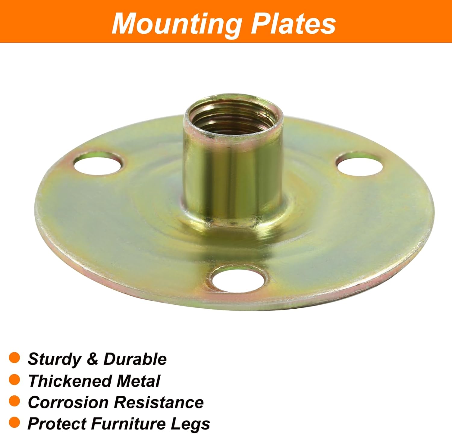 Biaungdo Furniture Leg Mounting Plates, 4 Sets 5/16 Attachment Plates with Hanger Bolts Screws for Furniture Sofa Cabinet Chair Couch Seats Strengthen Weak Furniture feet Repair Plates 5/16x37x2.5mm