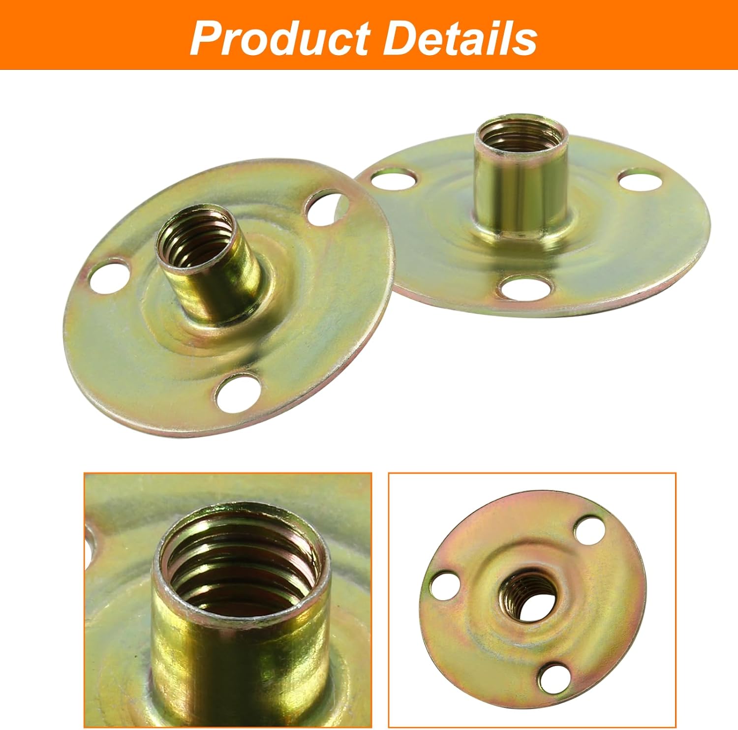 Biaungdo Furniture Leg Mounting Plates, 4 Sets 5/16 Attachment Plates with Hanger Bolts Screws for Furniture Sofa Cabinet Chair Couch Seats Strengthen Weak Furniture feet Repair Plates 5/16x37x2.5mm