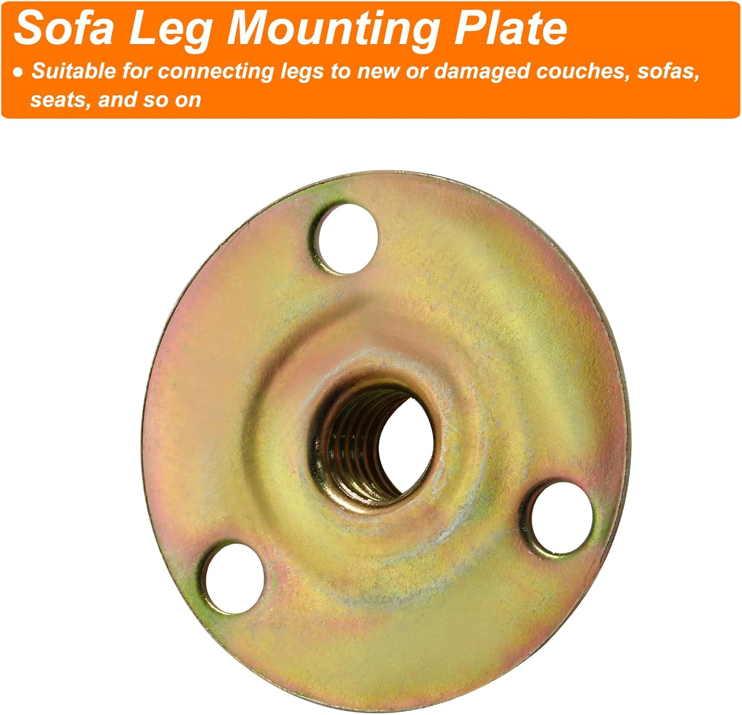 Biaungdo Furniture Leg Mounting Plates, 4 Sets 5/16 Attachment Plates with Hanger Bolts Screws for Furniture Sofa Cabinet Chair Couch Seats Strengthen Weak Furniture feet Repair Plates 5/16x37x2.5mm
