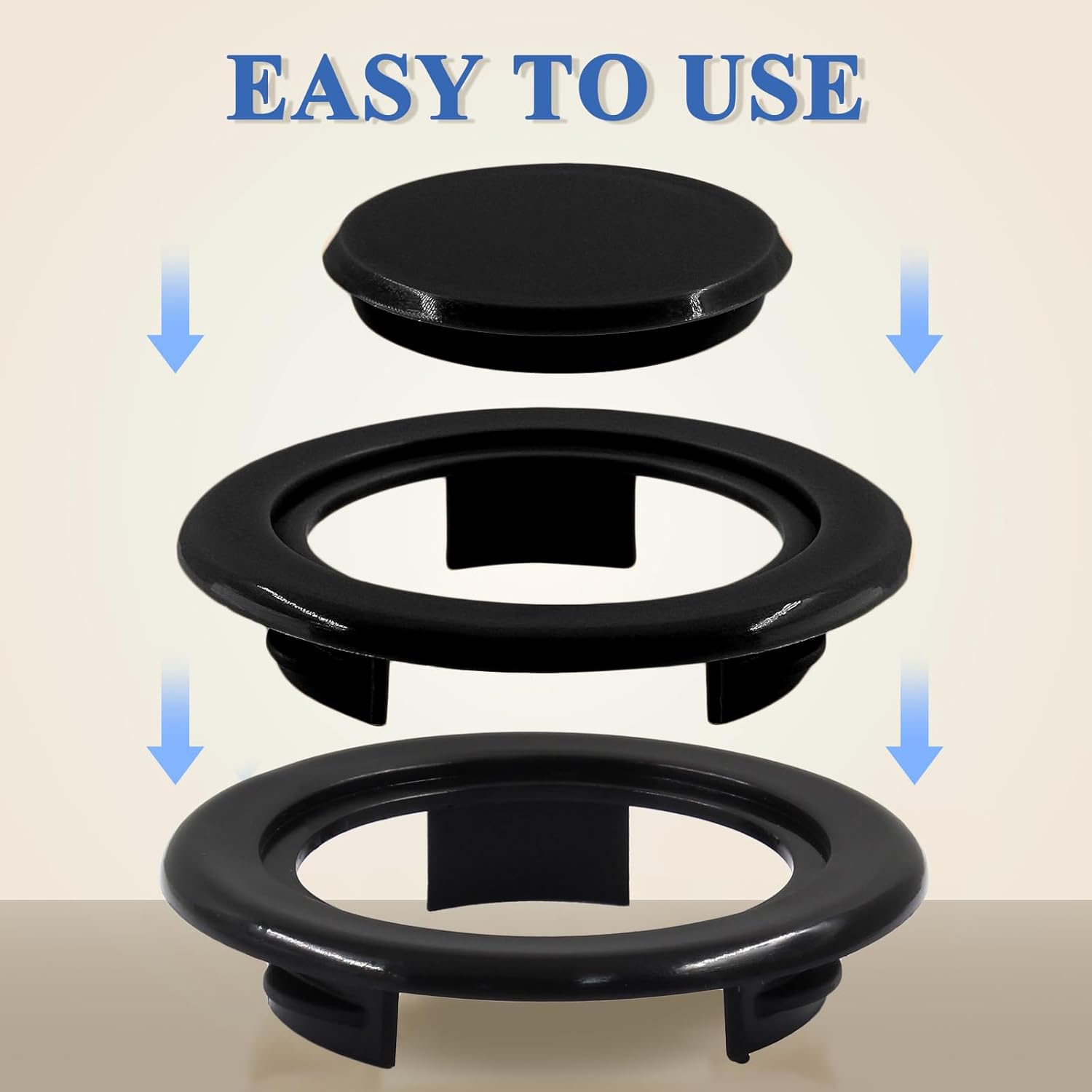 Biaungdo 2 Sets 3 Inch Outdoor Patio Table Umbrella Hole Ring and Cap Set, Standard Size Garden Beach Tablet Thicker Hole Ring Plug and Cap Set Black, Compatible 32-48mm Umbrella Tube