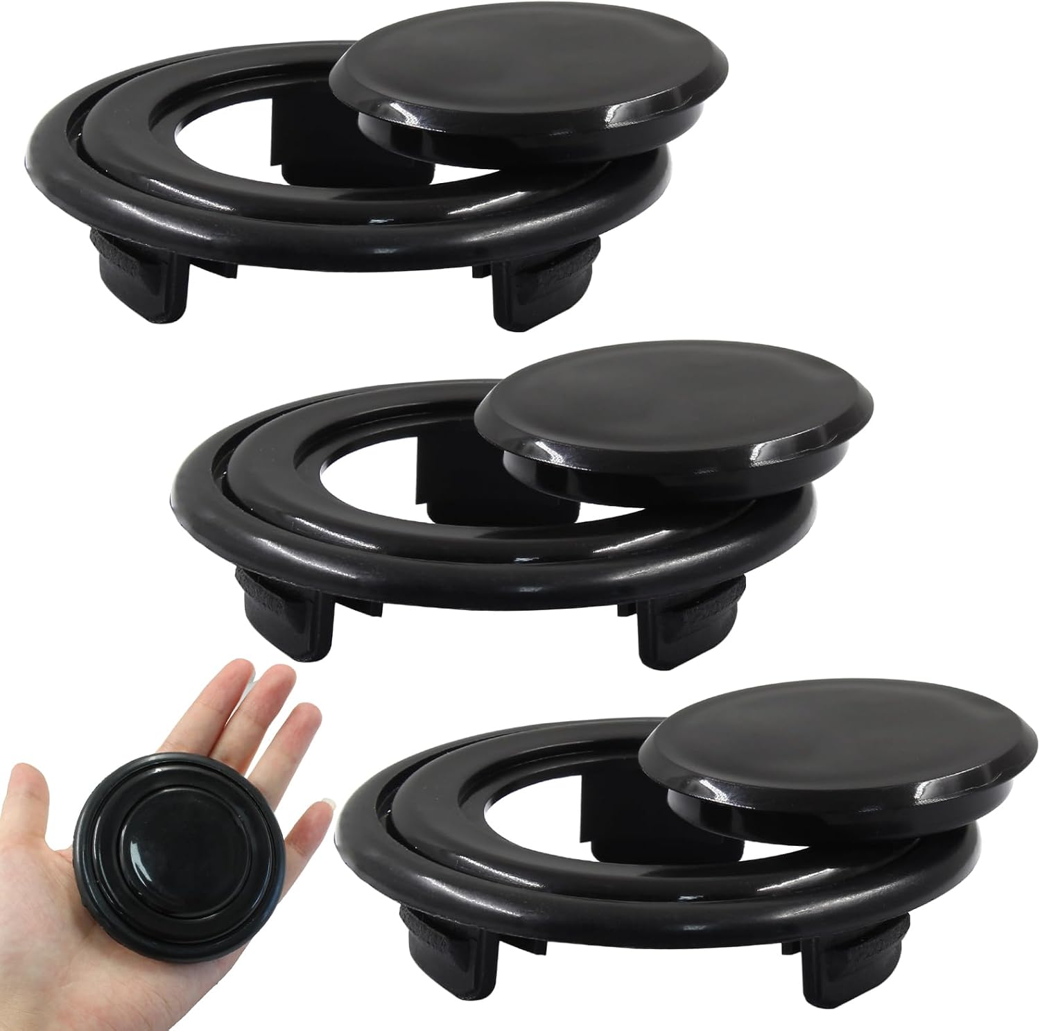 Biaungdo 2 Sets 3 Inch Outdoor Patio Table Umbrella Hole Ring and Cap Set, Standard Size Garden Beach Tablet Thicker Hole Ring Plug and Cap Set Black, Compatible 32-48mm Umbrella Tube