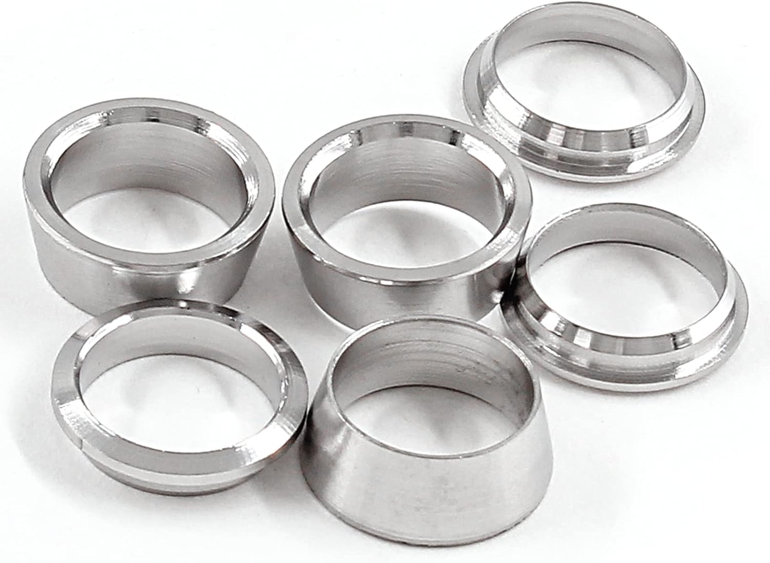 Biaungdo 12 Pairs Compression Fitting Ferrule Sleeve, 304 Stainless Steel 3/8" Tube OD Compression Double Ferrule Sleeve Ring