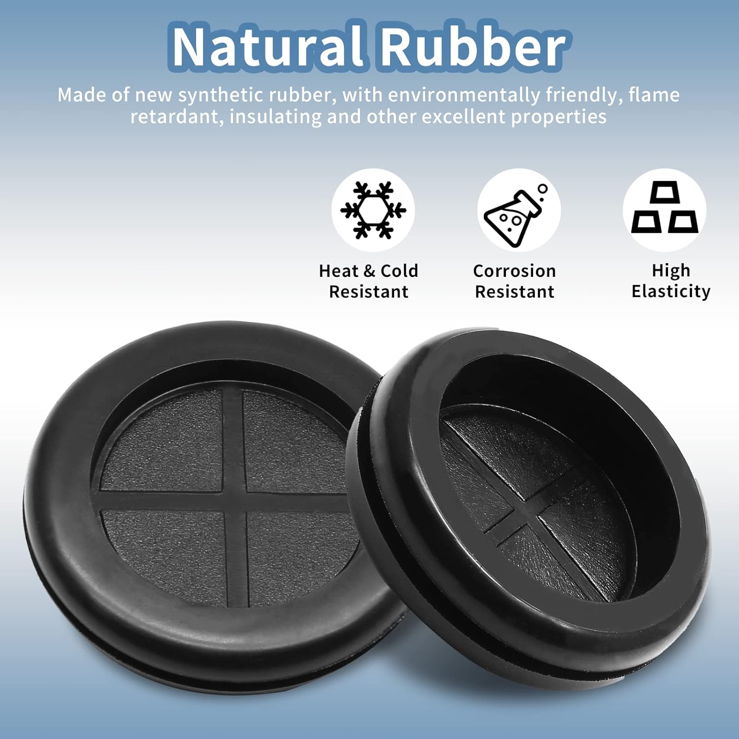 Biaungdo 60 Pcs Rubber Grommet, 5/8" Drill Hole Double-Sided Black Synthetic Rubber Grommet for Wire Protection, Firewall Plug Round Grommet 14mm x 16mm