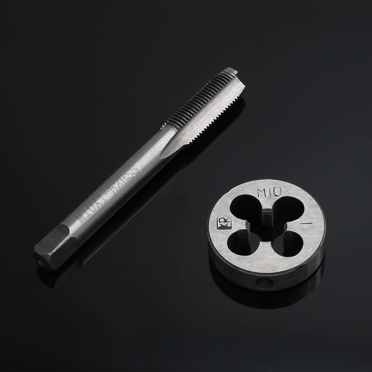 Biaungdo M10 x 1mm Tap and M10 x 1mm Die Metric Right Hand Thread, HSS Right Hand Thread Tap and Die Set