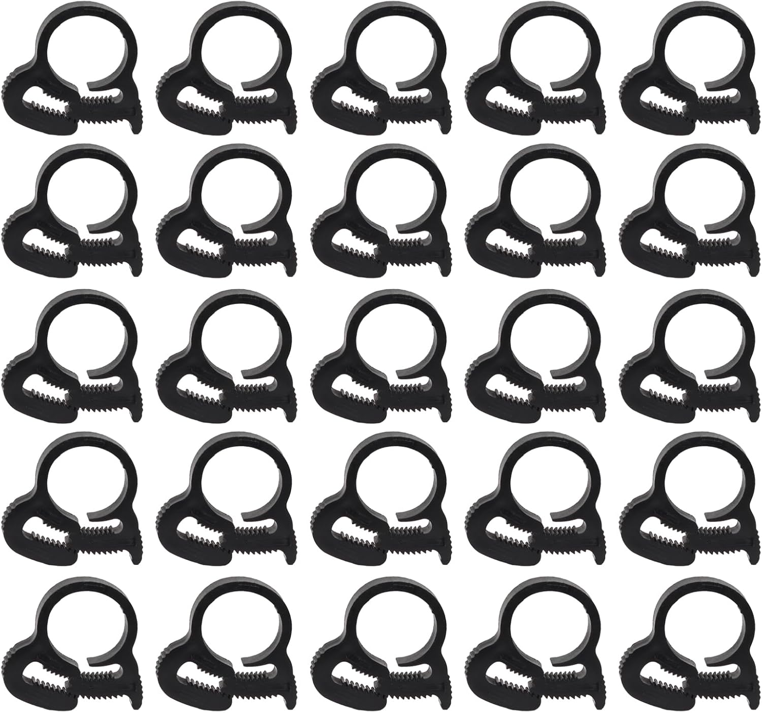 Biaungdo 20 Pack Black Double Gripping Nylon Hose Clamps, 12.3-13.3 mm Heavy Duty Snap Grip Plastic Clamps Adjustable Ratcheting Clamp