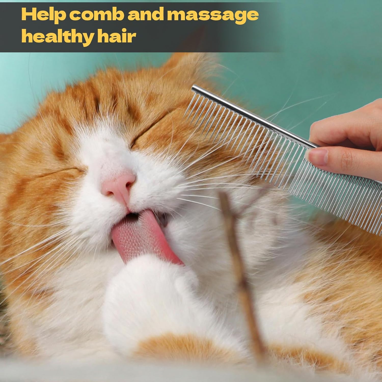 Biaungdo 3 Pcs Dog Grooming Combs Set, Metal Dog Comb for Removing Tangles and Knot, Cat Brush Grooming Tool for Long Haired Pets 7.48 x 1.65 inch & 7.4 x 1.3 inch & 6.5 x 1.14 inch