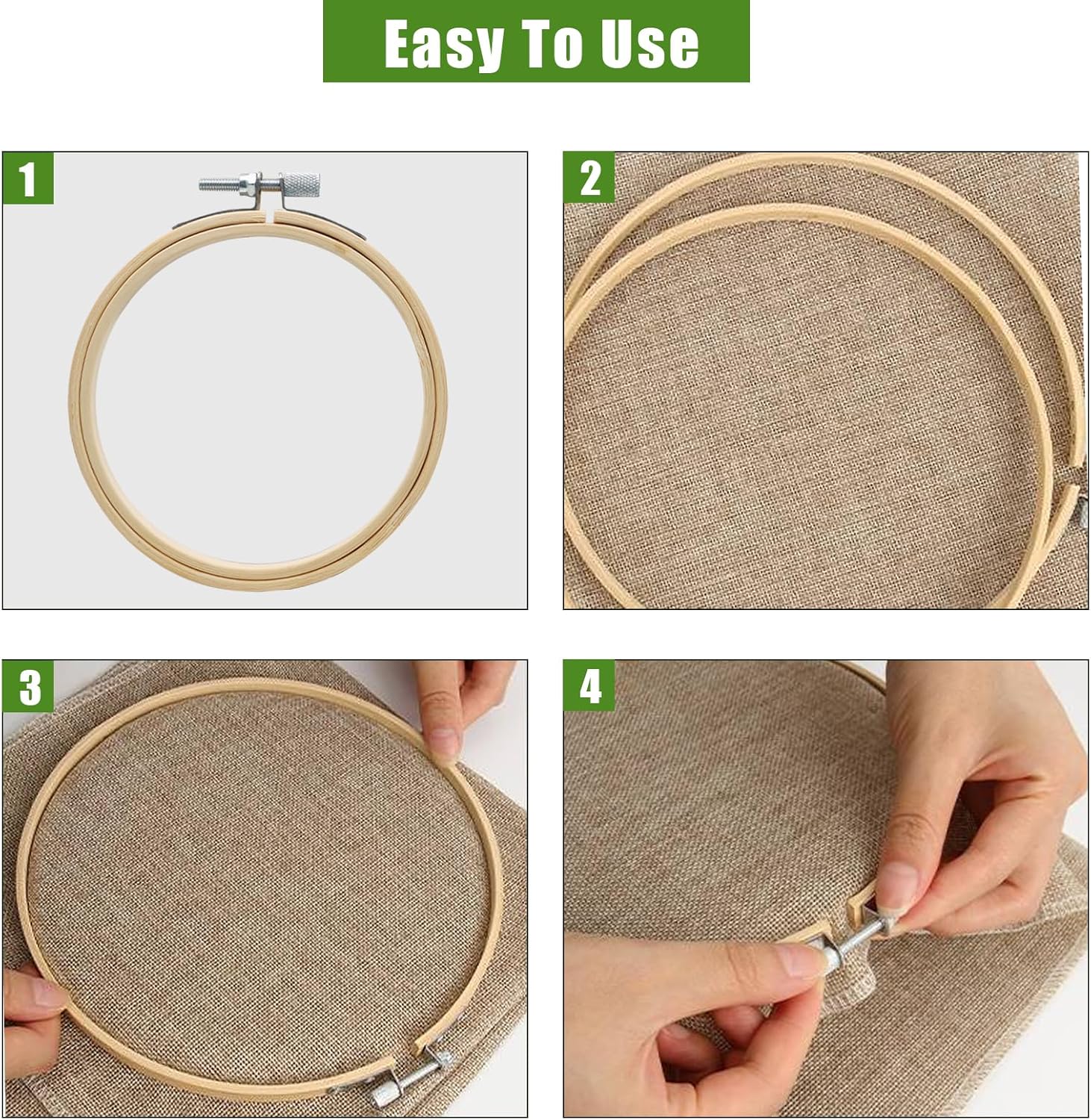Biaungdo 2 Pieces 10 Inch Embroidery Hoops, Round Wood Embroidery Hoops, Adjustable Bamboo Circle Cross Stitch Hoop Ring, Wooden Embroidery Frames for Art Craft Sewing, Christmas Decoration