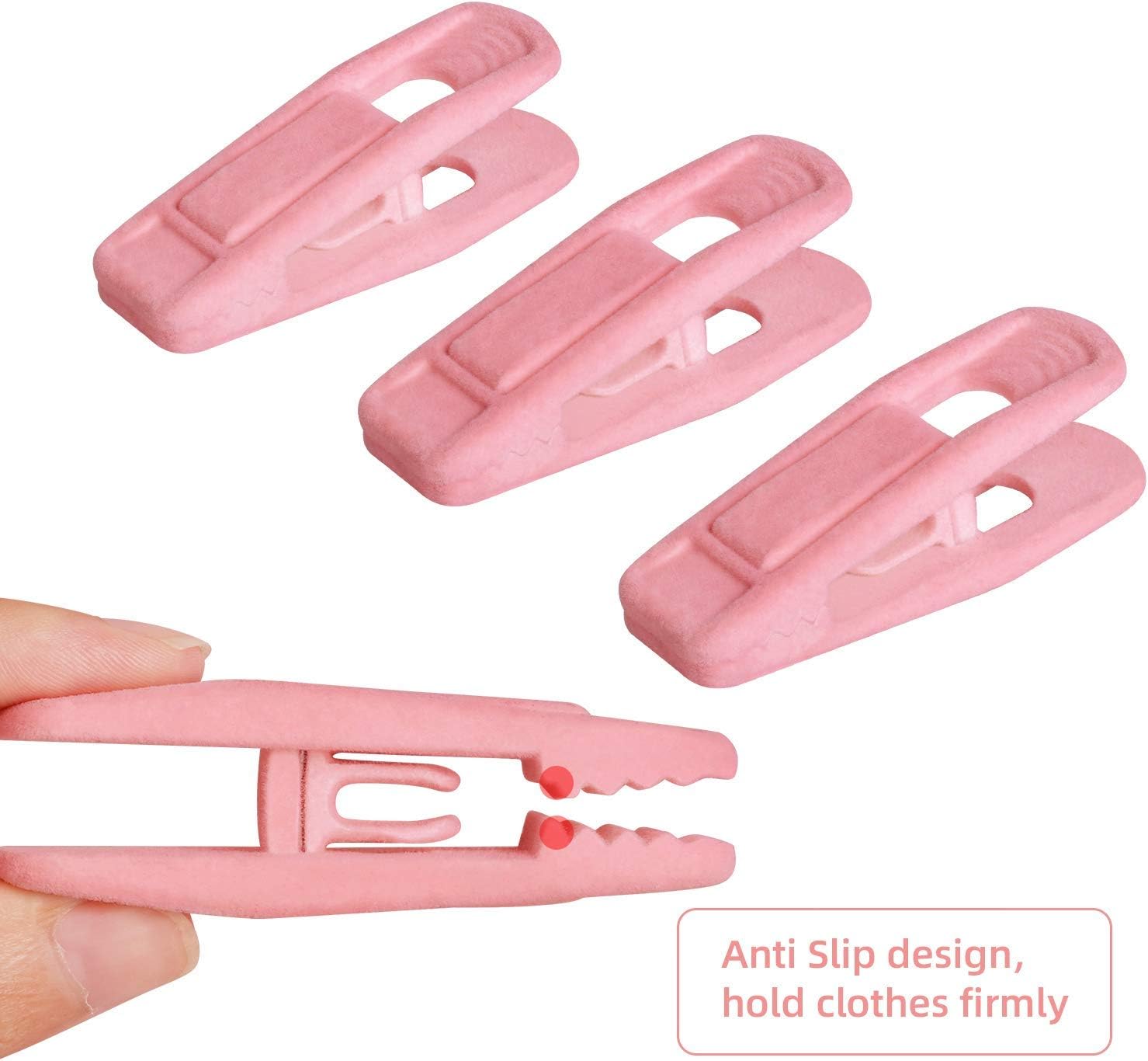 Brush Pink Velvet Hangers Clips 20 PCS, Premium Velvet Clips for Thin Velvet Hanger, Non Slip Strong Finger Clips Perfect for Suit Skirt Pant Clothes Velvet Hangers