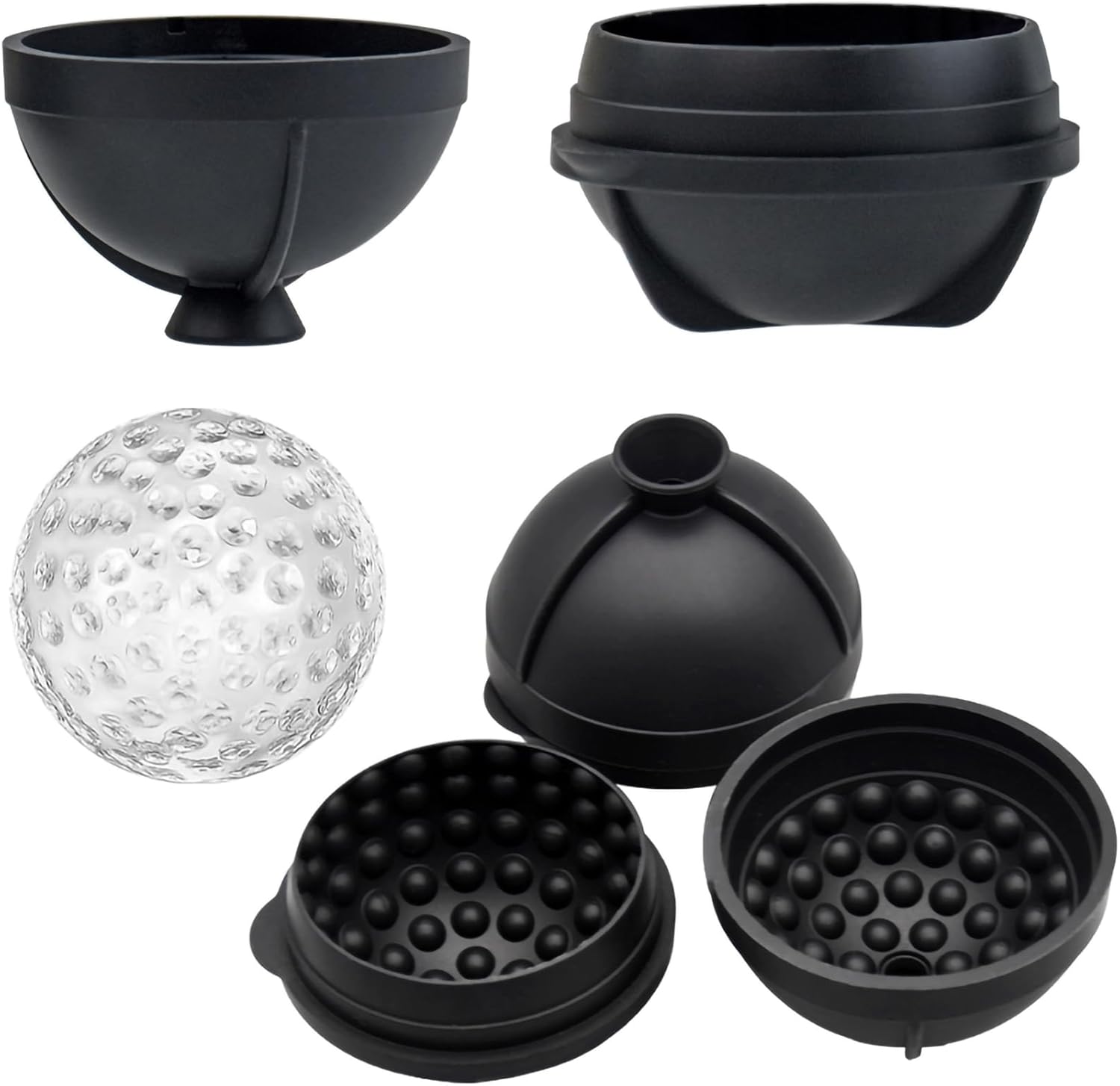 Bangp Golf Ball Ice Molds Set of 4,Whiskey Round Ice Cube Molds, Novelty Sphere Ice Molds Create 2.5 Inch Golf Ice Balls - Each Stone Keeps Your Drinks Cool and Unique,for Men and Women