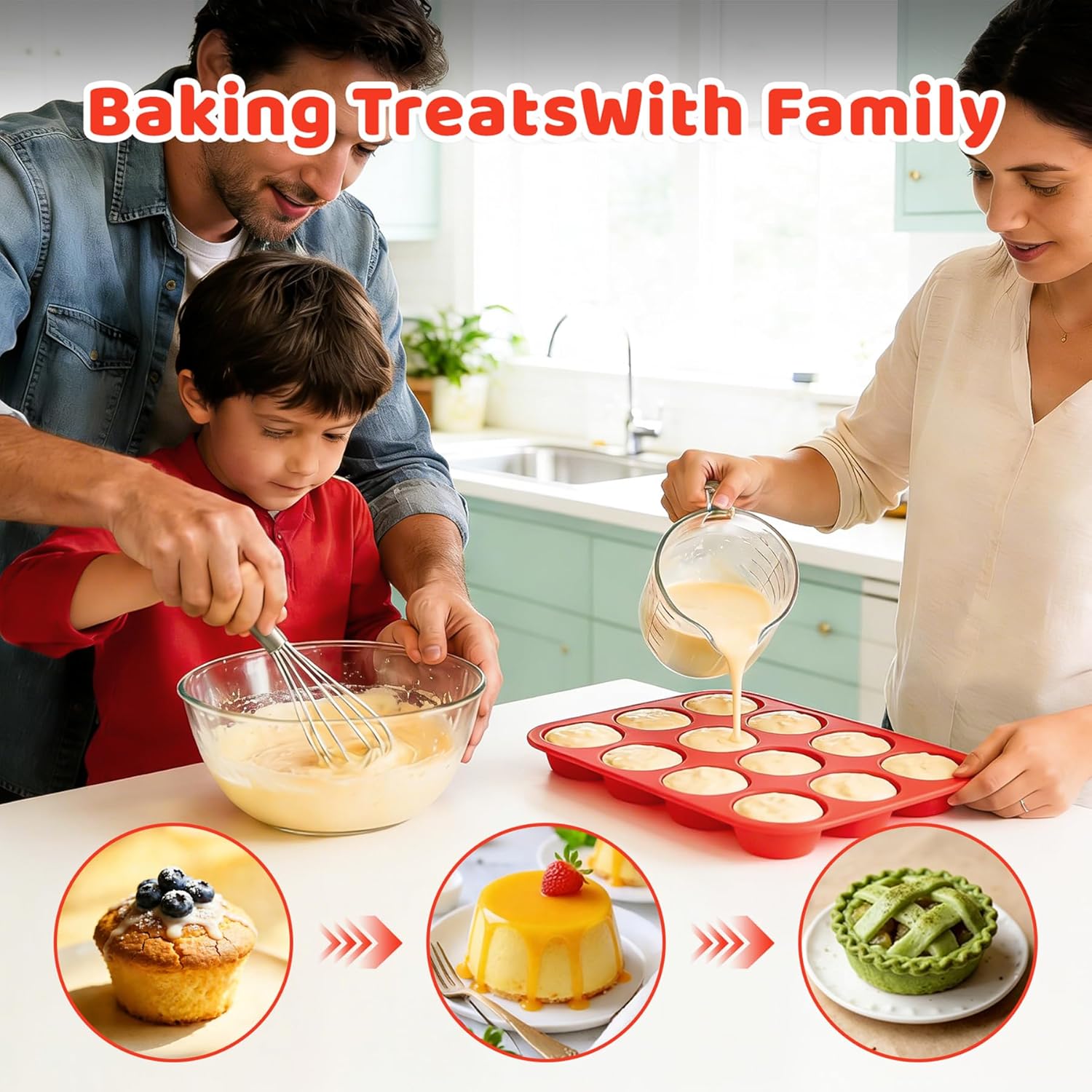 2Pack Silicone Muffin Pans with Metal Reinforced Frame,12 Cup Regular Size Silicone Cupcake Pan,Muffin Tin,Nonstick Cupcake Baking Molds for Muffins,Cupcakes,Egg Bites,BPA Free 2Pack Red