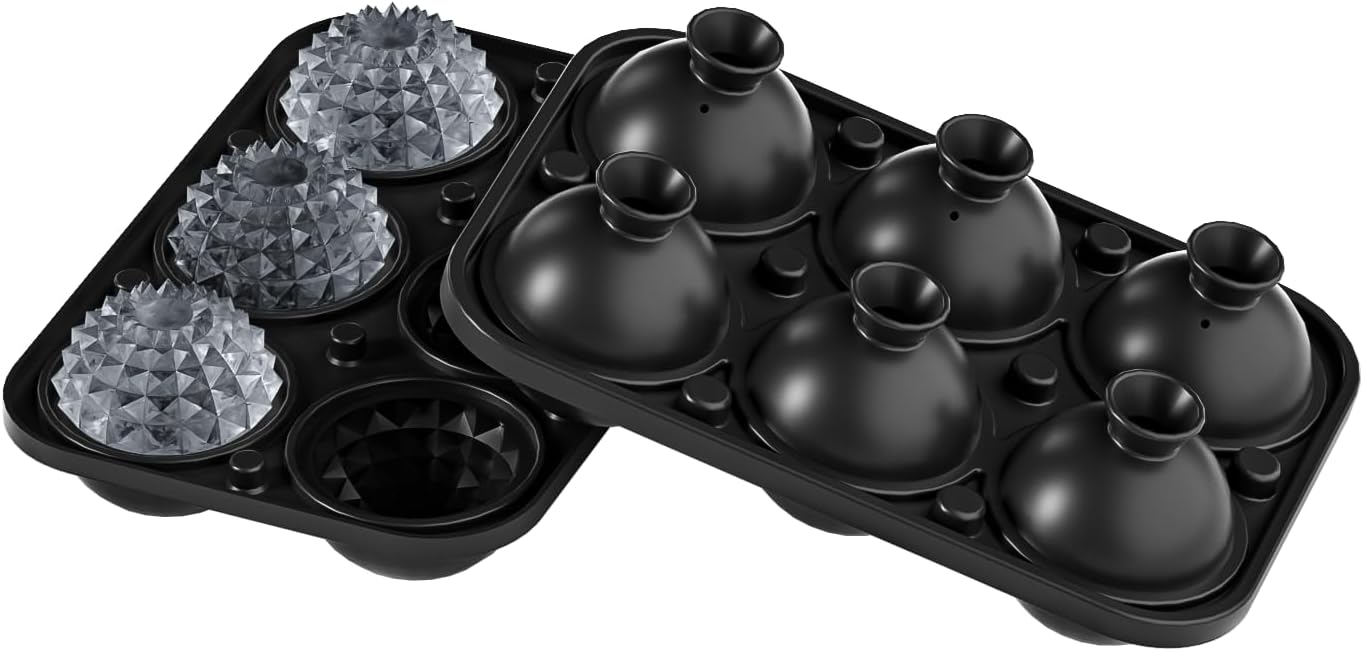 Bangp Large Ice Cube Tray for Whiskey,Perfect Etched Ice Cubes, Big Ice Cube Mold for Cocktails,Whiskey Etched Sphere
