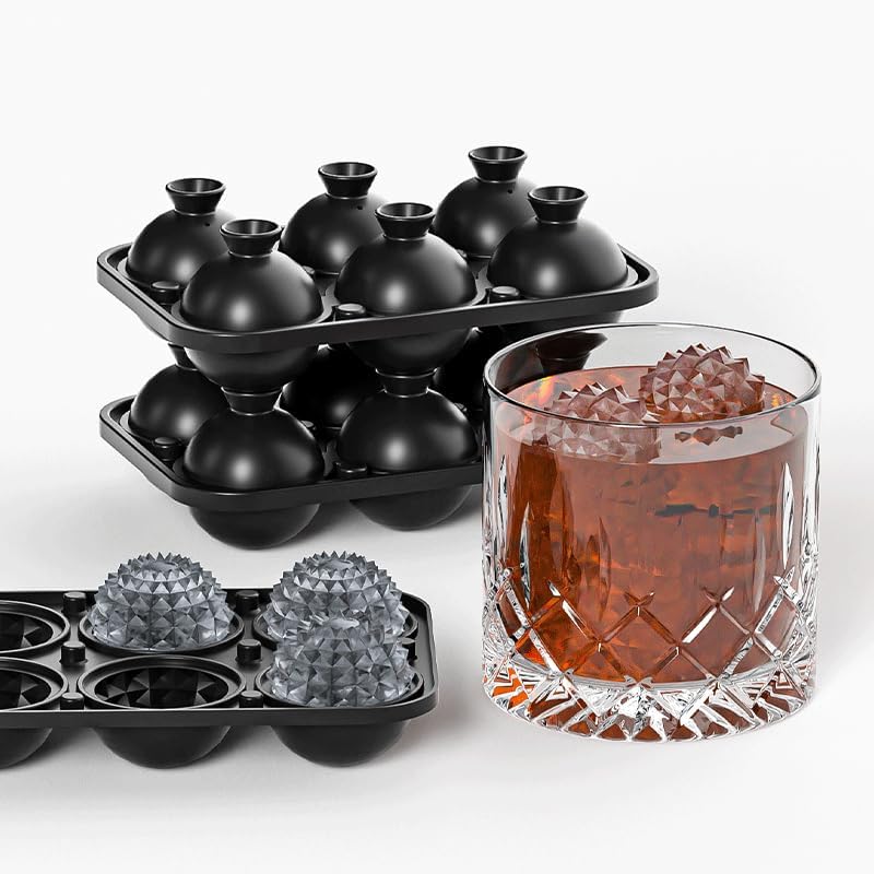 Bangp Large Ice Cube Tray for Whiskey,Perfect Etched Ice Cubes, Big Ice Cube Mold for Cocktails,Whiskey Etched Sphere